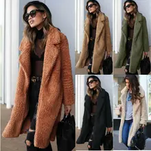 US Winter Women Teddy Bear Fur Coat Ladies Knee Long Vintage Jacket Outwear Top