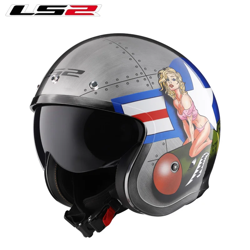 

LS2 Of599 open face Morctocycle helmet personality man Vintage Halley moto helmet comes with sun shield fashion vespa helmets