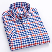  Men's Casual Plaid Shirt Comfortable Special Design Short Sleeve Shirts High Quality 100% Cotton  Easy-care Smart  Shirts 