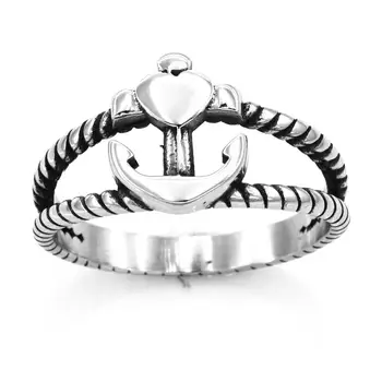 

Fanssteel Stainless steel jewelry rope marine anchor SAILOR RING FSR20W84