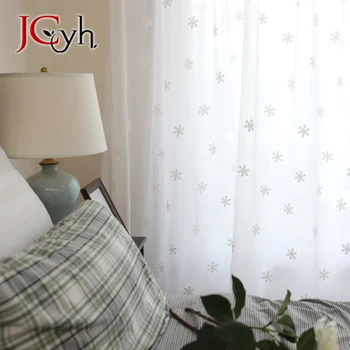 

Christmas White Snowflake Sheer Curtains for Living Room Bedroom Decor Embroidery Tulle Curtains Children Girls Voile Curtain