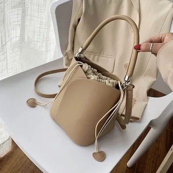 

Designer Small Bucket Bag PU Leather Crossbody Bags For Women 2020 Trend Tote Shoulder Handbags Office Lady's Branded Hand Bag