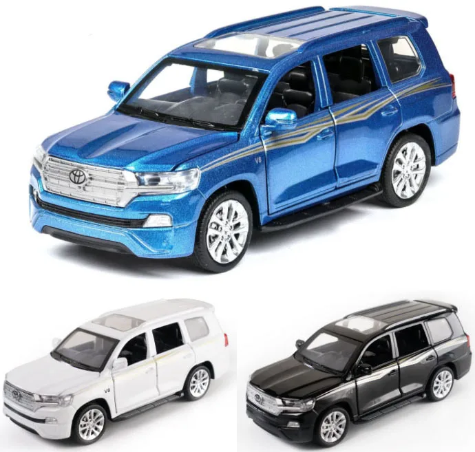 Новинка 1:32 литая под давлением литая модель автомобиля Toyota Land Cruiser, звуковой светильник, игрушечные машинки для детей, подарки для друзей