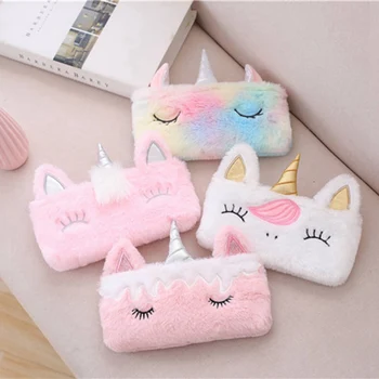 

1Pcs Kawaii Plush Stuffed Unicorn Pencil Case Bag Multifunction School Supplies Stationery Cosmetic Bag Storage Organizer