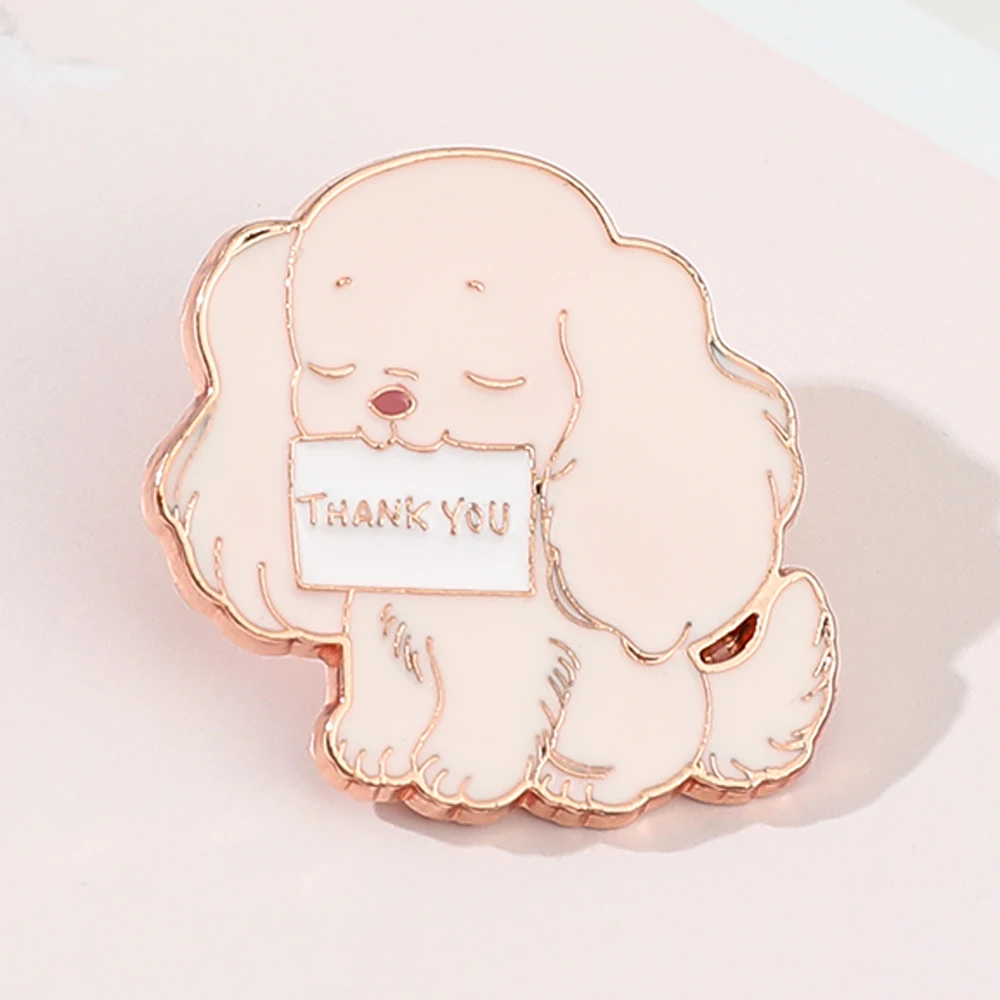 Эмалированная брошь с надписью Thank You и изображением милой собаки Металлическая