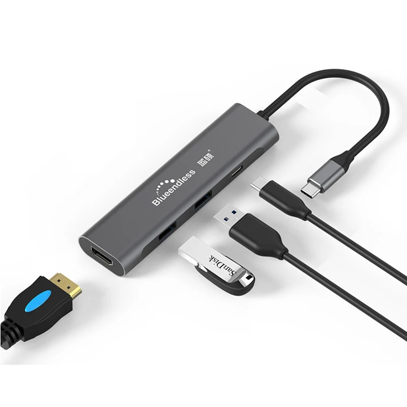 

Blueendless HD401/HP401 Type-C Data USB Hub With 3-Port USB3.0 High Speed of 5Gbps For NoteBook Pro Type-C Hub