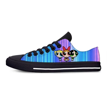

Girls Cartoon Powerpuff Hot Cute Funny Fashion Casual Canvas Shoes Low Top Breathable Lightweight Sneakers 3D Printed Men Women
