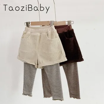 

Children Pants Winter 2019 New Girls Cashmere Fake Two-piece Leggings Children Plus Velvet Little Girls Clothing Leggings Kids