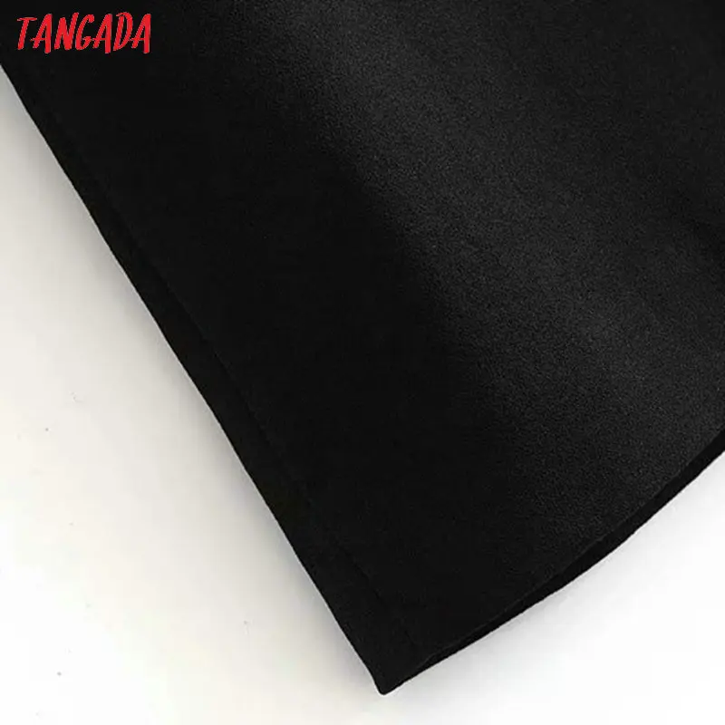 Tangada, женское черное платье, пэчворк, сетка, длинный рукав, бант, шея,, Ретро стиль, женское мини платье, vestidos feminina 3A49