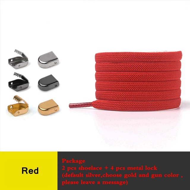 Elastic No Tie Shoe laces Flat Shoelaces Outdoor Leisure Sneaker Quick Safety Shoelace Kids Adult Lazy laces Shoe accessories Red