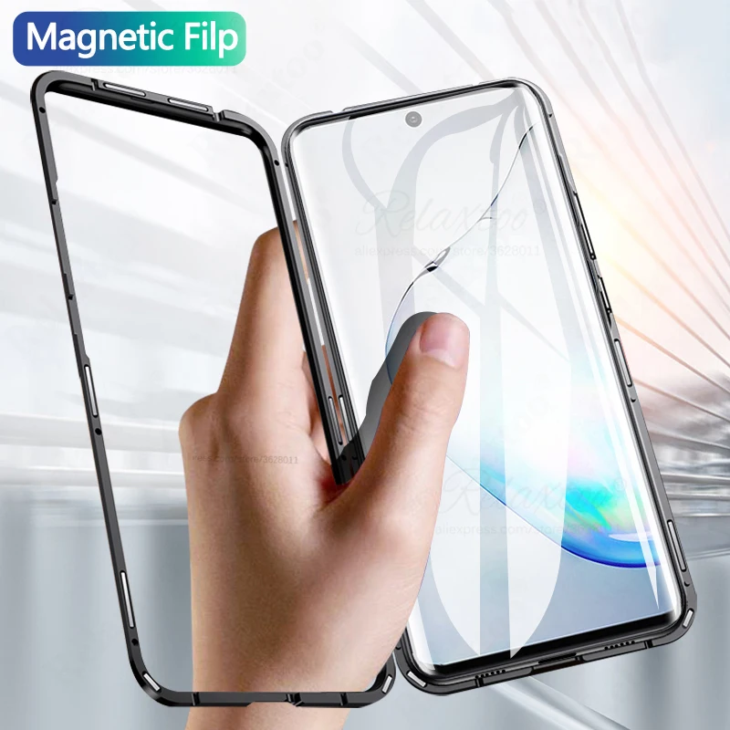 Magnetic Adsorption Filp Case for samsung Galaxy note 8 9 10 pro Shockproof Glass Cover Magnet coque galaxy note8 note9 capa |