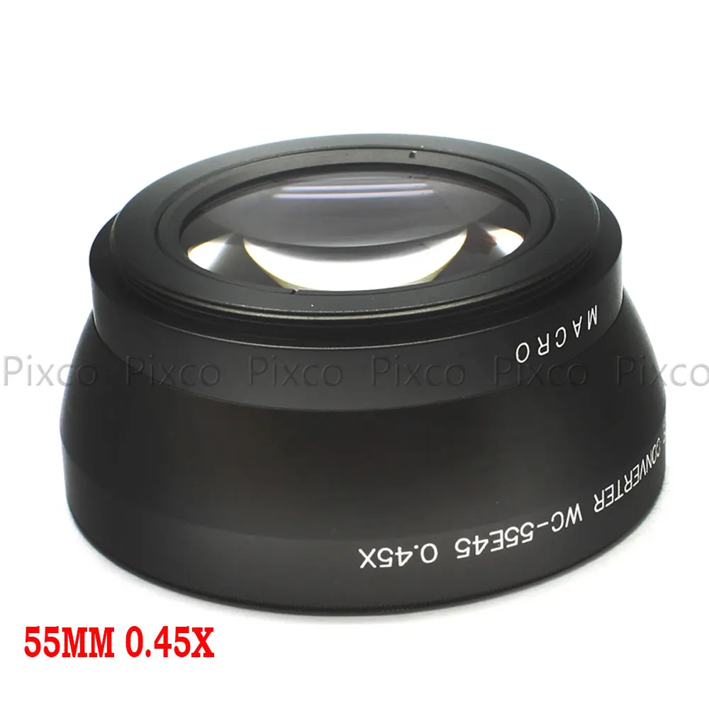 55 мм 0.45X Широкоугольный объектив с макро для Canon Nikon Pentax Sony, Panasonic(черный