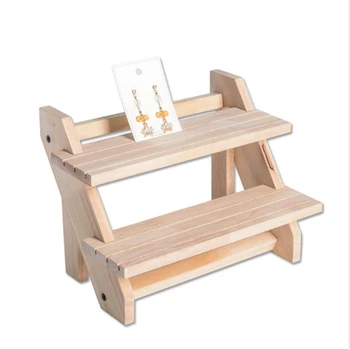 

Detachable Wood 2 Layer Earrings Display Stand Jewelry Counter Display Props Storage Box