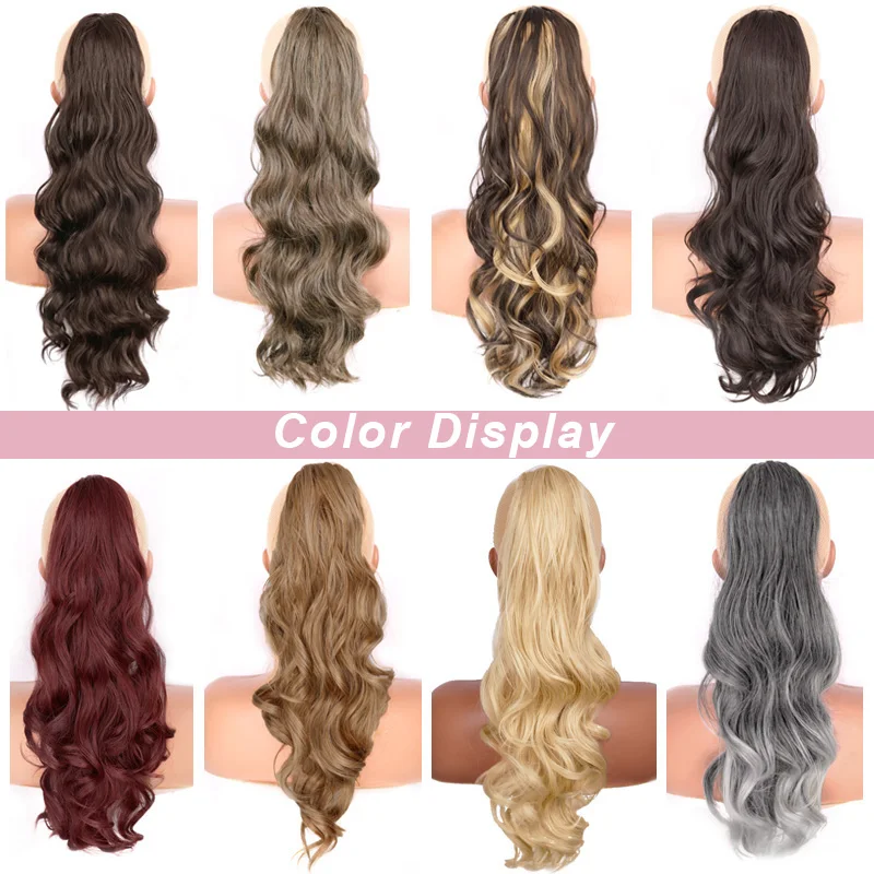 Rabo de Cavalo Resistente ao Calor Extensão do Cabelo Werd Ondulado Cordão Peruca Fibra Sintética Hairpin Estilo Senhora 2022 Popular Marrom Loiro Vermelho 4 Apliques e perucas