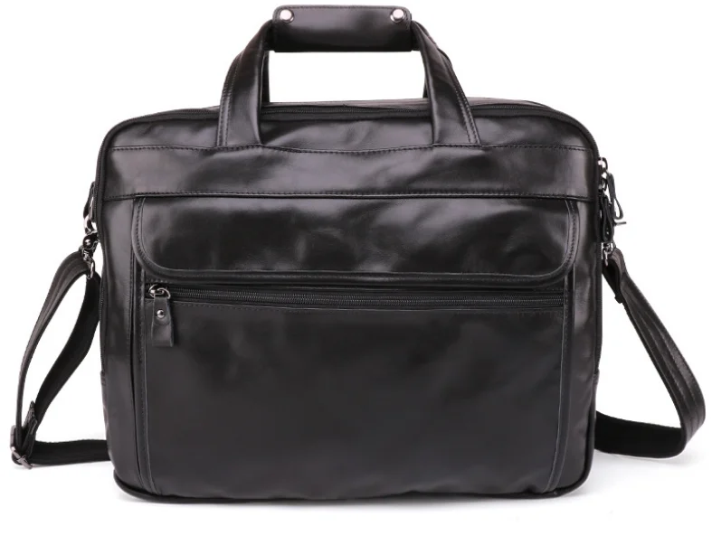 Черный Oil Wax Genuine Leather Men Bag Vintage Crossbody Briefcase Classic Soft Business Bag Men Laptop Shoulder Bag Bolso Hombre DF095 - Цвет: Черный