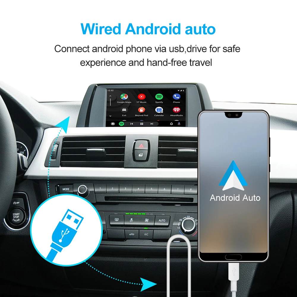 Wireless Carplay Android Auto for BMW F30 F31 F20 F21 F10 F01 X5 E70 X6 E71 X3 F25 F48 E84 MINI NBT EVO System Mirror Link USB