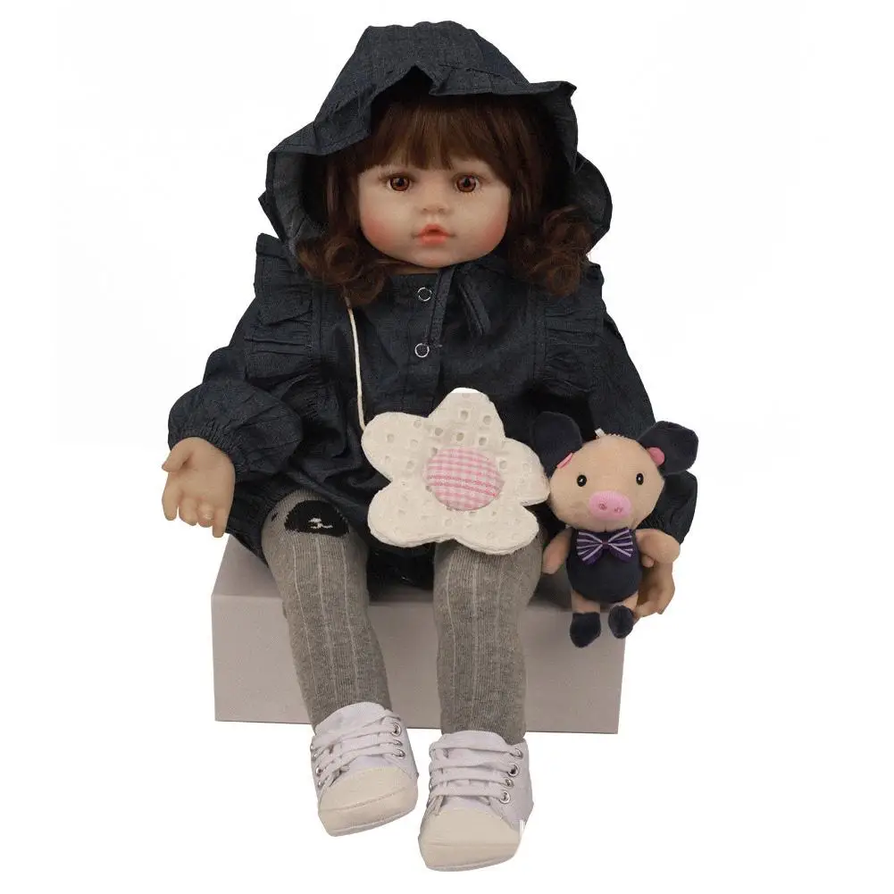 

60cm Silicone Doll Lifelike Simulation Baby Reborn Toddler Girl Beautiful Dressed Soft Hands Feel Cotton Body Kids Birthday Gift