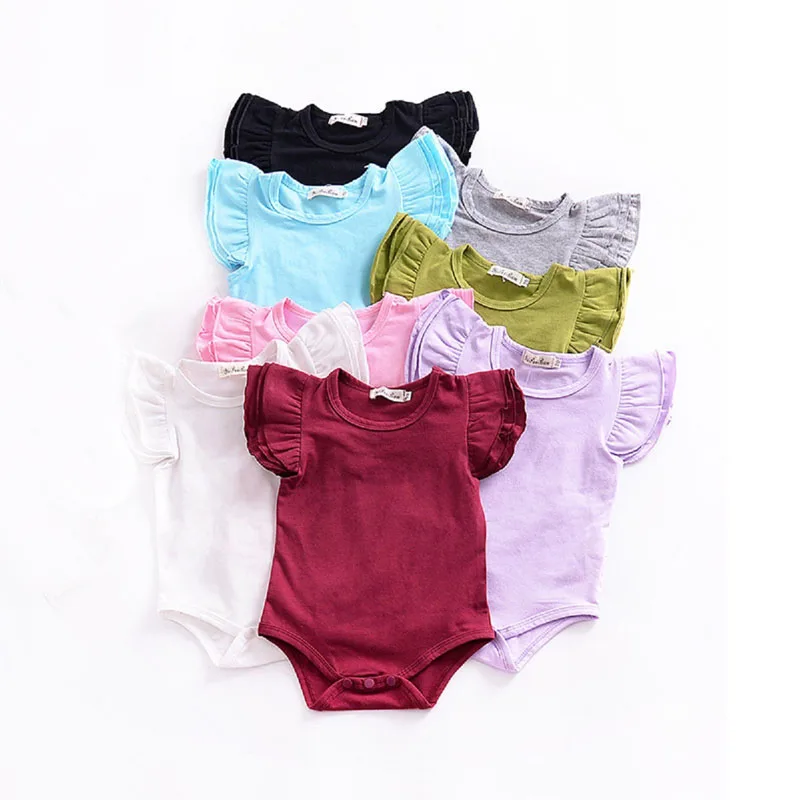 Infant Baby Girls Boys Clothes Short Sleeve Romper Outfits Jumpsuit Newborn Kids Boy Girl Ruffle Rompers 0-24M