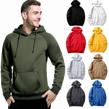 Mens Plain Long Sleeve Sweatshirt Hooded Warm Sport Pullover Casual Slim Tops