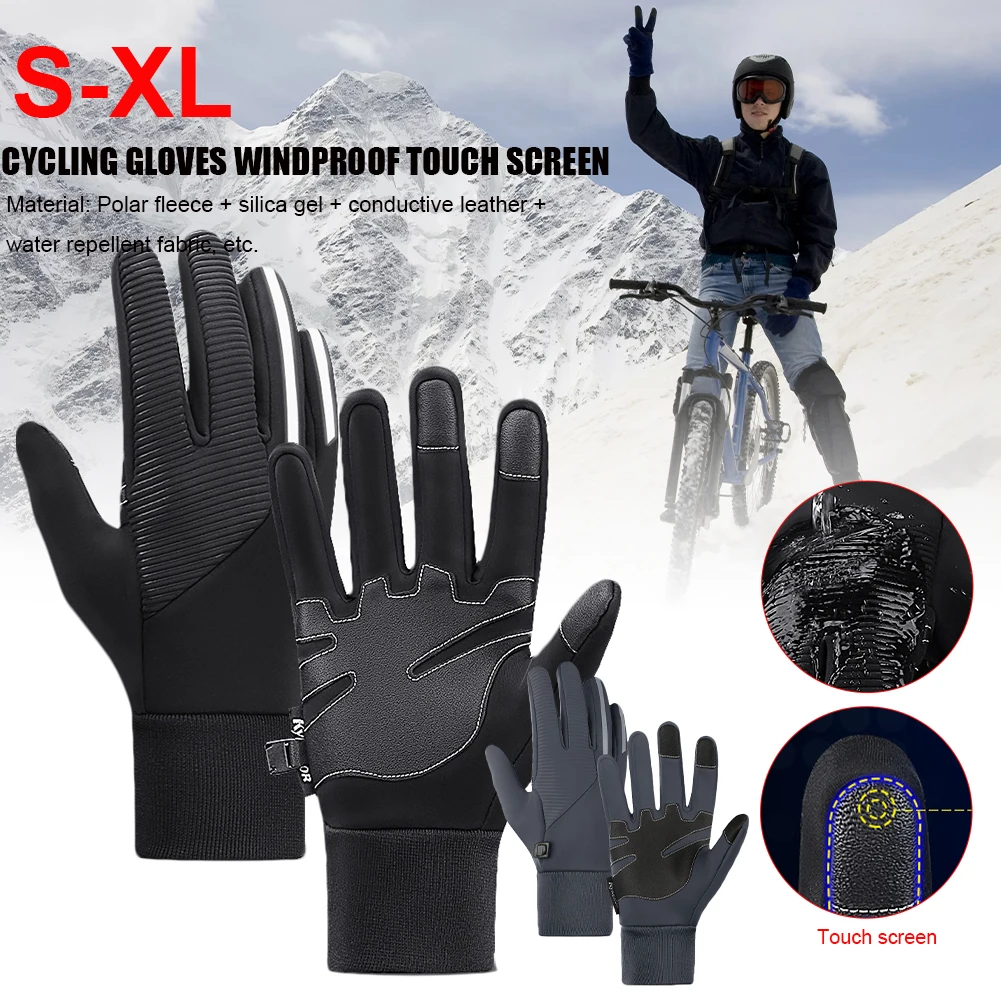 Winter Warm Gloves Touch Screen Unisex Waterproof Light Reflection Ski