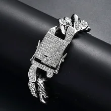 20 мм большой широкий хип-хоп Bling Iced Out кубинские браслеты-цепочки для мужчин Rapper ювелирные изделия Прямая 8"