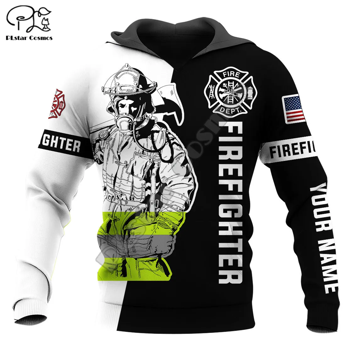 

PLstar Cosmos Firemen Firefighters Customized Name 3D Printed Hoodies Sweatshirts Zip Hooded For Men/Women Casual Streetwear F14