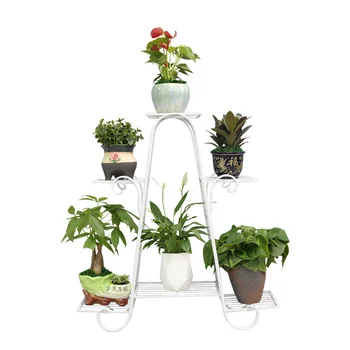 

New Multilayer, Wrought Iron Flower European-style Solid Wood, Green Plant Furnishing Articles Floor Balcony Potted Shelves Prom