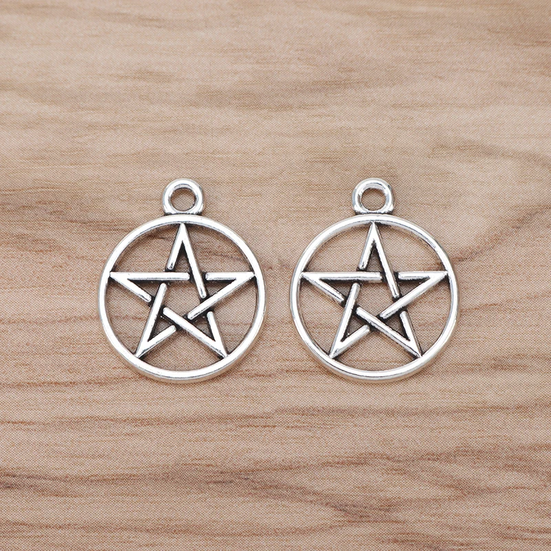 

30 Pieces Tibetan Silver Pentacle Rntagram Star Charms Pendant Beads for DIY Necklace Bracelet Jewellery Making Accessories