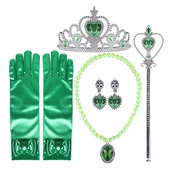 

1 Set Princess Cosplay Dress-up Accessories with Crown Wand Necklace Gloves Ring Earrings Halloween Cosplay Holiday Party Toy