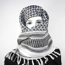 Bufanda a prueba de viento para hombre y mujer, chal de algodón con borla para la cabeza, para senderismo, caza, militar, árabe, Keffiyeh, Shemagh