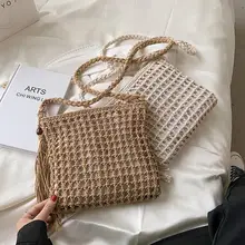 

Bohemia Hollow Woolen Woven Crossbody Bags for Women Fashion Tassel Beach Women Shoulder Bag Cotton Thread Knitted Women Handbag