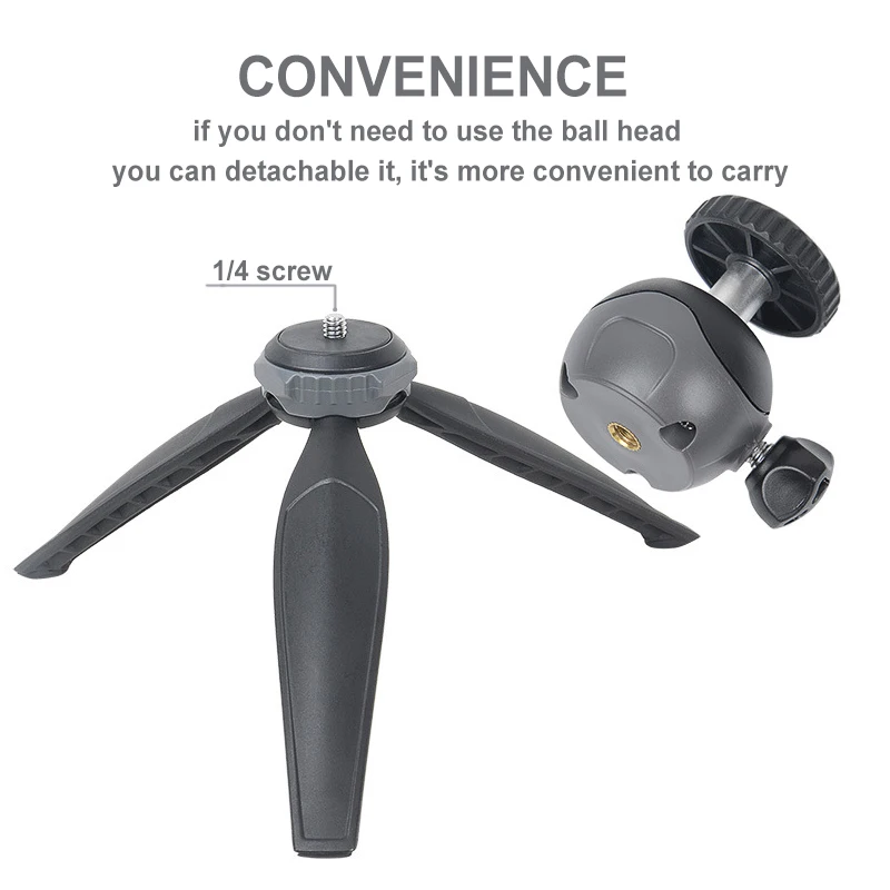  XILETU XS20 Mini Tabletop Tripod Desktop Phone Holder Stand with Clip and Ball Head for iPhone Cell