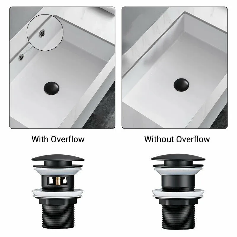 1PC Bathroom Bath Plug Black-Pop Up Sink Basin Waste Slotted Unslotted Click Clack Overflow Drain Plugs | Обустройство дома