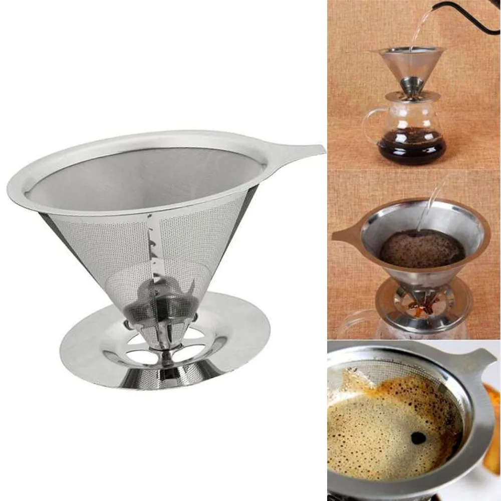 Double Layer Coffee Filter Holder Stainless Steel Pour Over Coffees Dripper Mesh Coffee Tea Filter Funnel Basket Filters Tools Double Layer Coffee Filter Holder Stainless Steel Pour Over Coffees Dripper Mesh Coffee Tea Filter Funnel Basket Filters Tools