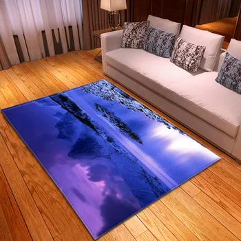 

3D Snow Mountain Carpet Living Room Decor Non-slip Bedroom Bedside Floor Mat Corridor Rug Area Rug for Dining Room Large