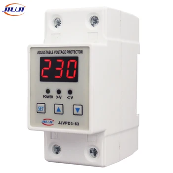 

40A 63A Din Rail 230V Adjustable Over and Under Voltage Protector Relay Protective Device Automatic Protection Voltmeter