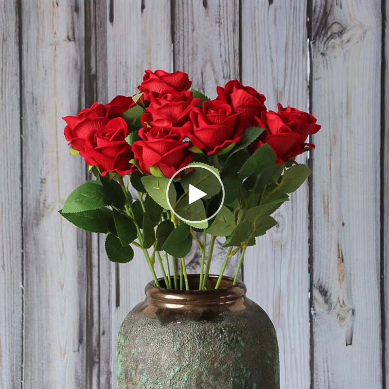 Rose Pink Silk Bouquet Peony Artificial Flowers Bud  Bride Wedding Home Decoration Fake Flowers Artificial Plants Wall Decor