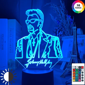 

French Celebrity Johnny Hallyday Signature Led Night Light Fans Gift Home Decoration Color Changing Nightlight Bedroom Desk Lamp