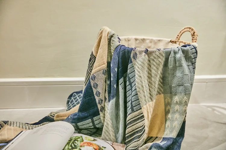 Mediterranean Geometric Pattern Sofa Cushion Casual Blanket Foreign Trade Jacquard Chenille Tassels Blanket Bed