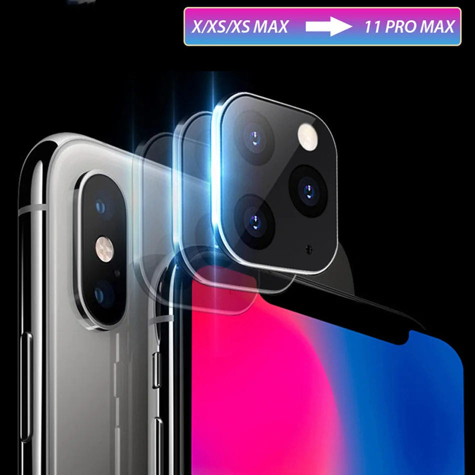 Металлическая защитная пленка для задней камеры для iPhone X S Max, защитная пленка для задней камеры для iPhone 11 Pro Max, Модифицированная поддельная наклейка Glas