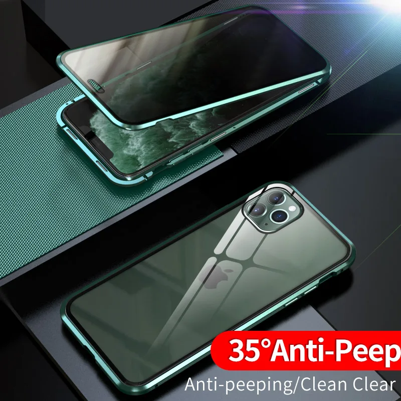 Чехлы из закаленного стекла для iphone 11 Pro Max Металлические Магнитные двухсторонние