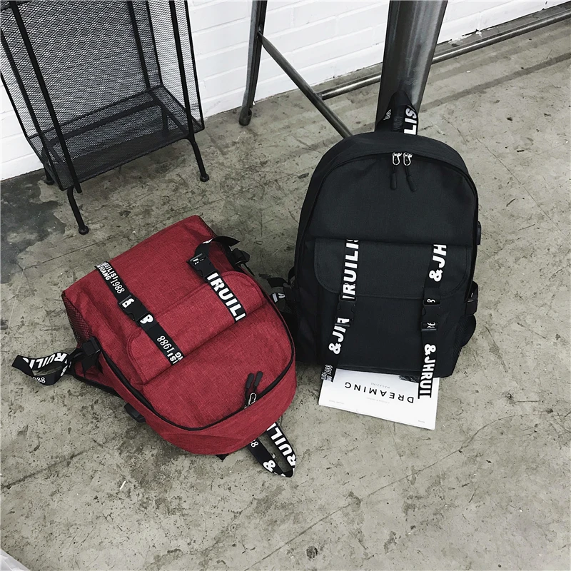Новый рюкзак унисекс, корейское издание, высококачественные модные рюкзаки, украшенные буквами, рюкзаки