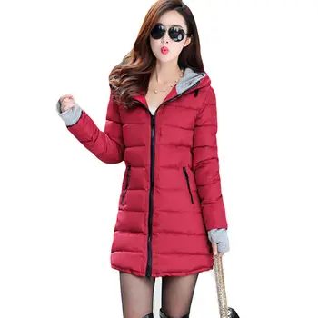 

Women Winter Coat Hooded Warm Plus Size Down Cotton Jacket Female Padded Long Parka Winter Jacket Womens Coats Candy Color Q1804