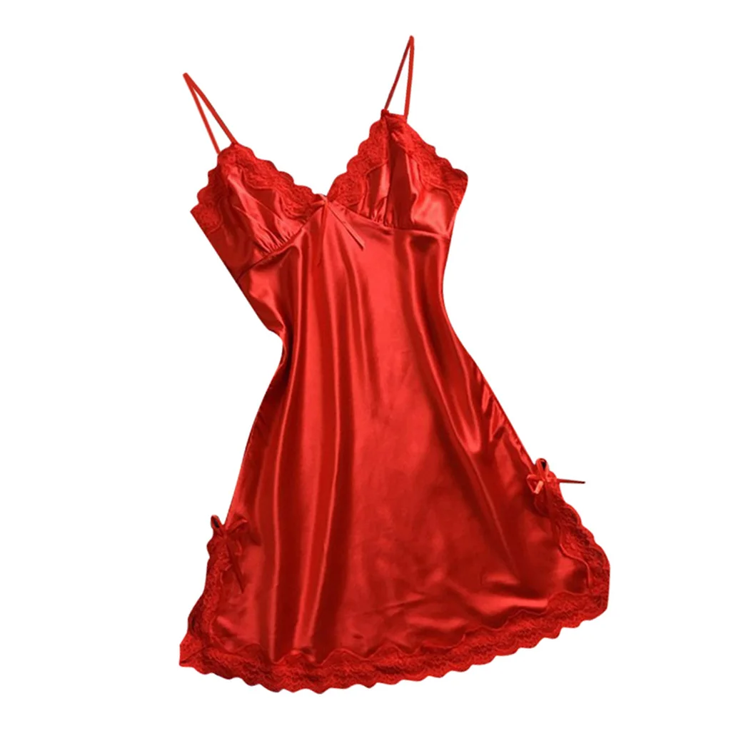 Women's Sexy Sleeping Wear Nightwear for Wedding Party Bridal Shower Red Color sleep Dress