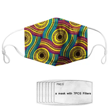 

Customized Vintage Afro Printing Women Fashion Mask Reusable Breathbale Face Mouth Mask for Men/Kids Masks with 7 Paper Filters