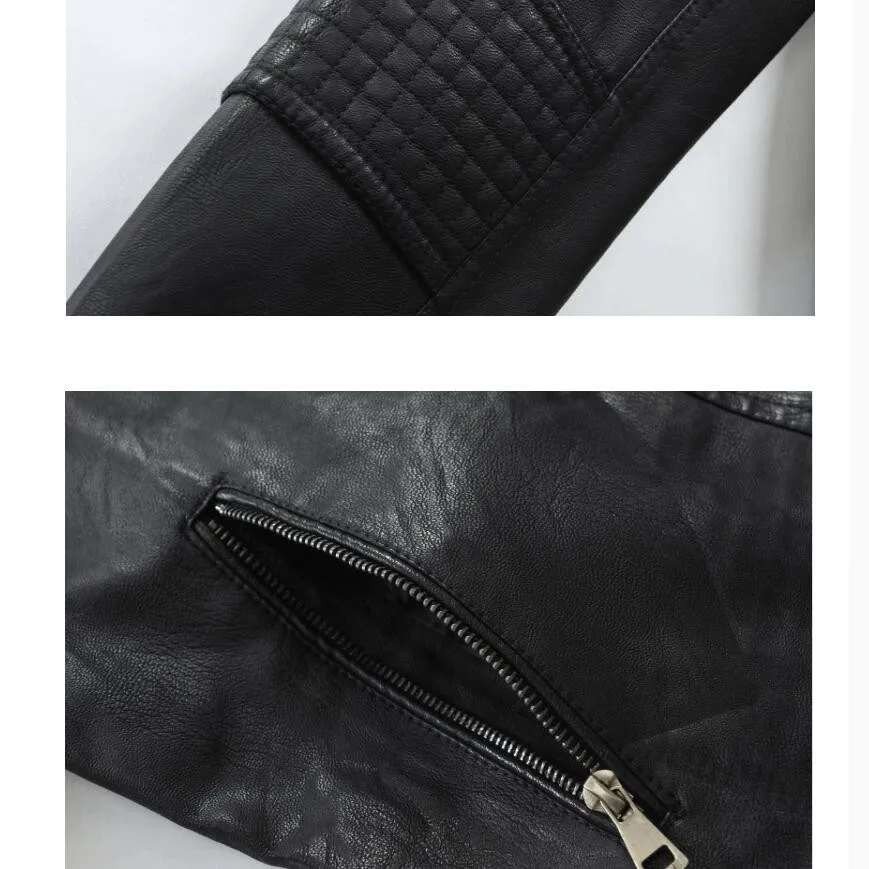 70% OFF 2019 PU Leather Jacket Men New Men's Stand-up Collar Fur Coat with Zipper Metal Buttons Decorative Letterpress Leather Coat 2XL