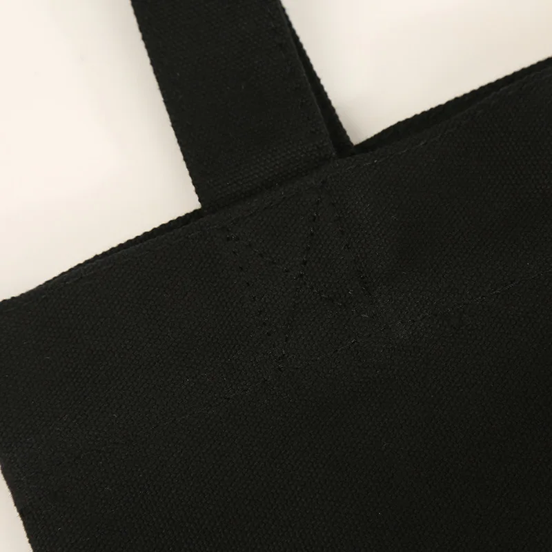 

Blank Cotton Canvas Bag Students One Shoulder Canvas Bag Carry Bag Solid Black Shopping Canvas Bag