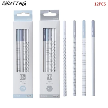 

12pcs 2B Wooden Pencils Sketching Pencil Black Core Nontoxic School Stationery