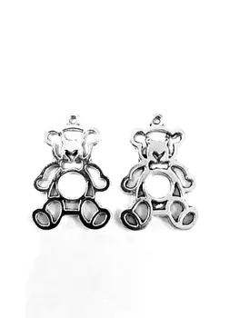 

50pcs Bear charms pendant 24x16mm antique silver ornament accessories jewelry making DIY base material