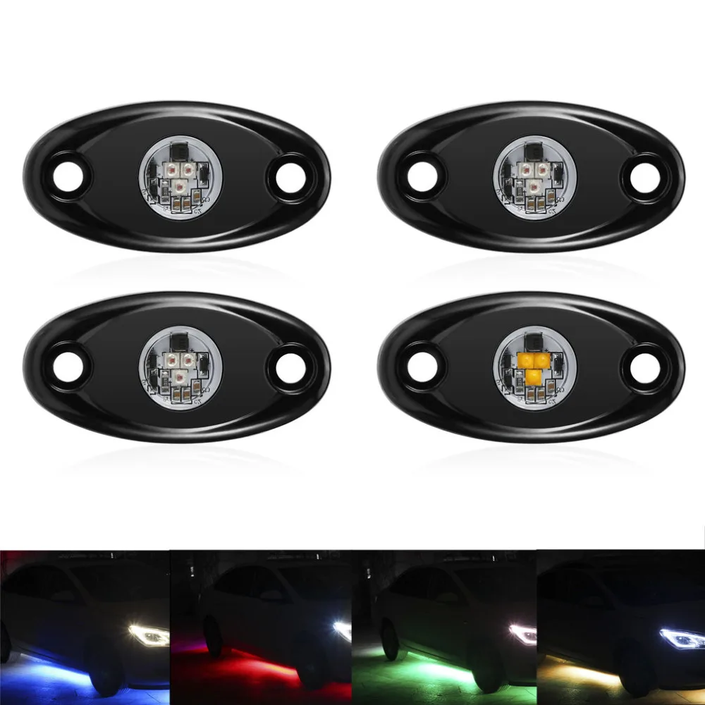 4Pes 9W 10-36V Energy-saving Low Consumption Multi Function Indicator Waterproof IP67 3 LED Auto Car Decoration Rock Light